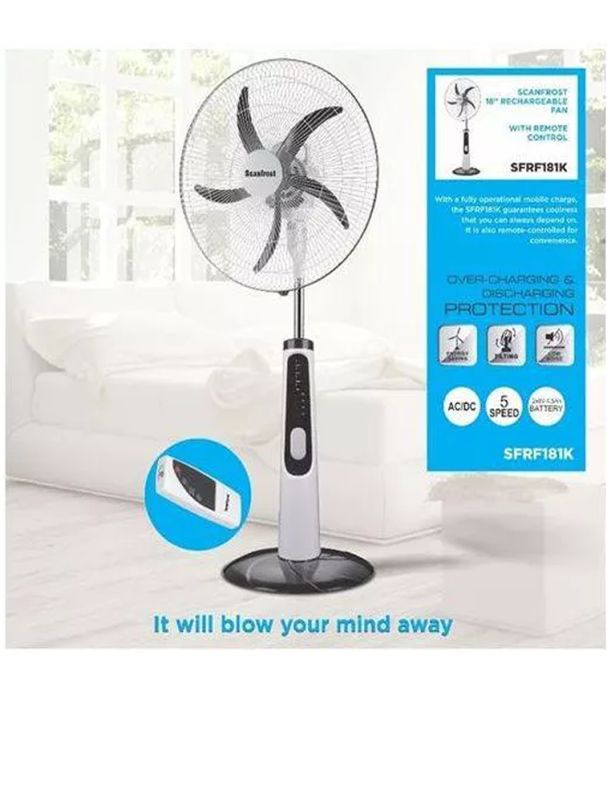 SCANFROST RECHARGBLE FAN - SFRCFN18